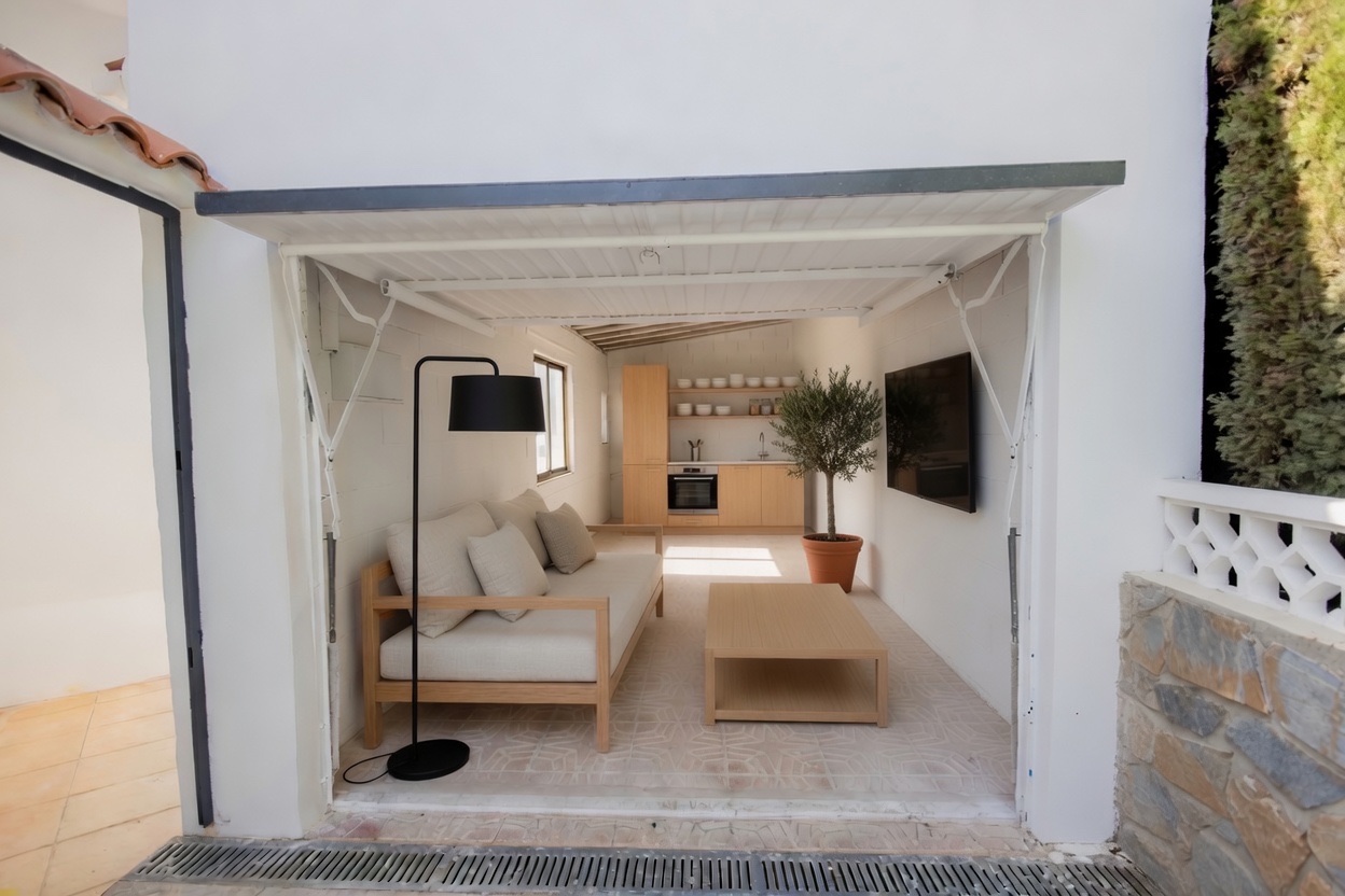 The same garage furnished as a small guest casita